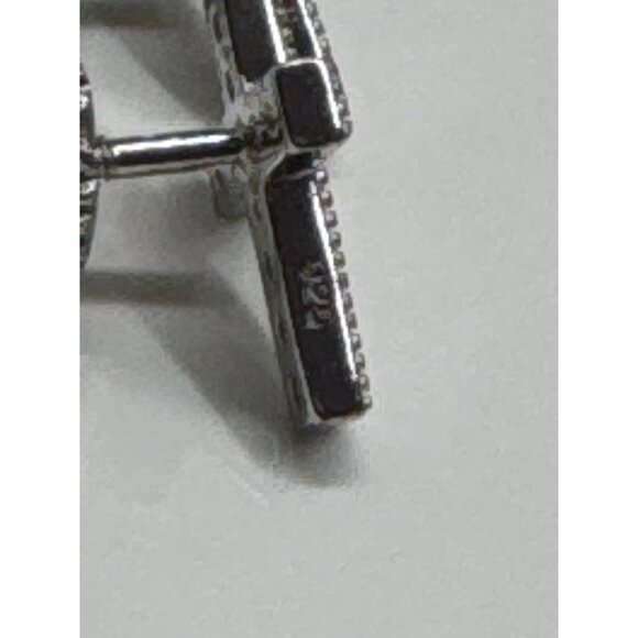 925 Sterling Silver Tiny Cross Stud Earrings With Screw Back - Picture 3 of 5